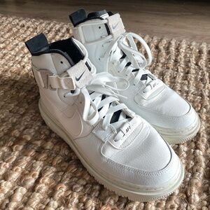 NIKE Air Force 1s | Black and White High-Top Sneakers - Size 8
